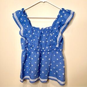 Old Navy Blue Floral Sleeveless Top, Size X-Small